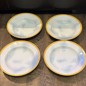 Williams Sonoma MONTGOLFIERE Cloudy Sky Set of 4 Rimmed Soup Salad Bowls 9 1/4"